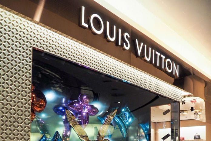 File photo dated October 13, 2020 of Louis Vuitton (LVMH) logo in Cannes,  France. Vendome sold part of the brand rights of its name to Louis Vuitton.  In 2018, shortly after the
